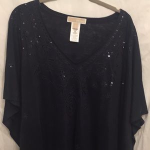 Michael Kors navy sequin detail poncho top sz Med